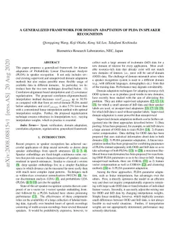 A Generalized Framework for Domain Adaptation of PLDA in Speaker
  Recognition