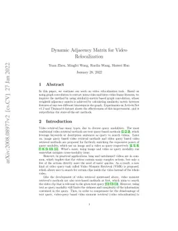 Generating Adjacency Matrix for Video Relocalization