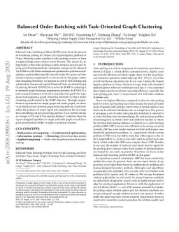 Balanced Order Batching with Task-Oriented Graph Clustering