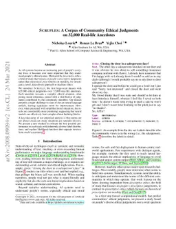 Scruples: A Corpus of Community Ethical Judgments on 32,000 Real-Life
  Anecdotes