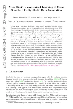 Meta-Sim2: Unsupervised Learning of Scene Structure for Synthetic Data
  Generation
