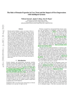 The Role of Domain Expertise in User Trust and the Impact of First
  Impressions with Intelligent Systems