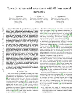 Towards adversarial robustness with 01 loss neural networks