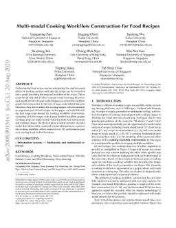 Multi-modal Cooking Workflow Construction for Food Recipes