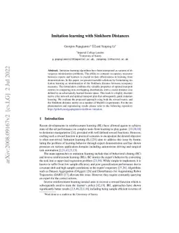 Imitation Learning with Sinkhorn Distances