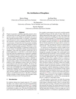 On Attribution of Deepfakes