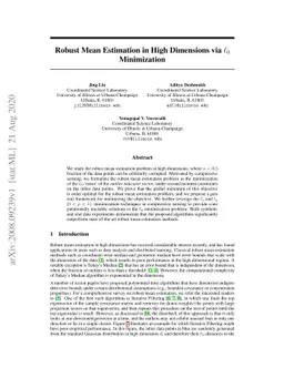 Robust Mean Estimation in High Dimensions via $\ell_0$ Minimization
