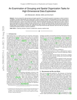 An Examination of Grouping and Spatial Organization Tasks for
  High-Dimensional Data Exploration