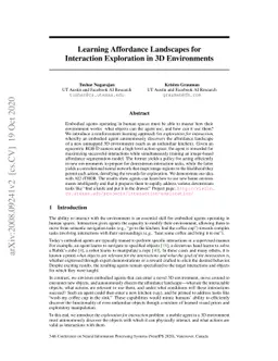 Learning Affordance Landscapes for Interaction Exploration in 3D
  Environments