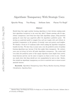 Algorithmic Transparency with Strategic Users