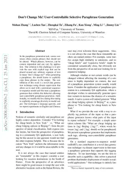 Don't Change Me! User-Controllable Selective Paraphrase Generation