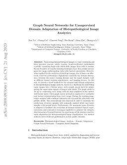 Graph Neural Networks for UnsupervisedDomain Adaptation of
  Histopathological ImageAnalytics