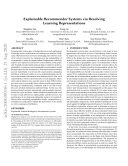 Explainable Recommender Systems via Resolving Learning Representations