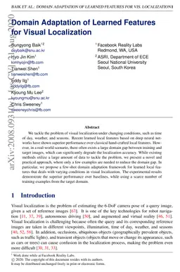 Domain Adaptation of Learned Features for Visual Localization