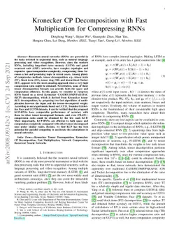 Kronecker CP Decomposition with Fast Multiplication for Compressing RNNs