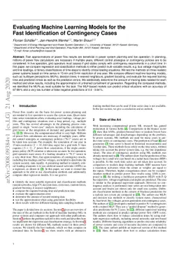 Evaluating Machine Learning Models for the Fast Identification of
  Contingency Cases