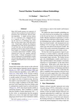 Neural Machine Translation without Embeddings