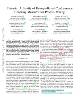 Entropia: A Family of Entropy-Based Conformance Checking Measures for
  Process Mining