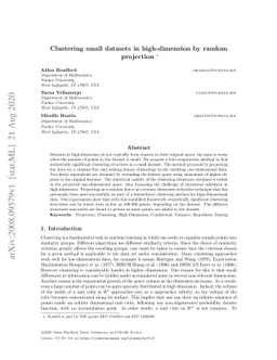 Clustering small datasets in high-dimension by random projection