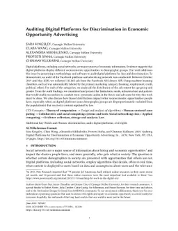 Auditing Digital Platforms for Discrimination in Economic Opportunity
  Advertising