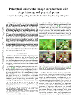 Perceptual underwater image enhancement with deep learning and physical
  priors