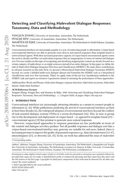Detecting and Classifying Malevolent Dialogue Responses: Taxonomy, Data
  and Methodology