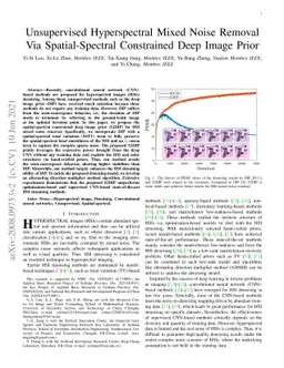 Unsupervised Hyperspectral Mixed Noise Removal Via Spatial-Spectral
  Constrained Deep Image Prior
