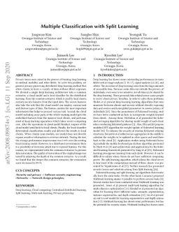 Multiple Classification with Split Learning