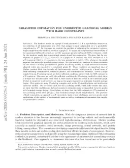 Parameter Estimation for Undirected Graphical Models with Hard
  Constraints