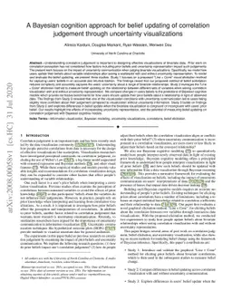 A Bayesian cognition approach for belief updating of correlation
  judgement through uncertainty visualizations