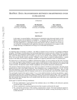 BatNet: Data transmission between smartphones over ultrasound