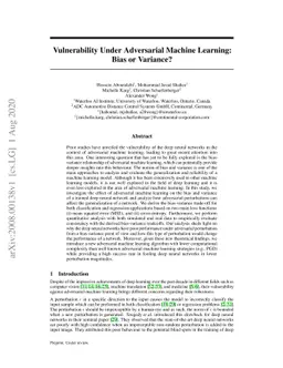 Vulnerability Under Adversarial Machine Learning: Bias or Variance?