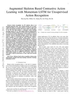 Augmented Skeleton Based Contrastive Action Learning with Momentum LSTM
  for Unsupervised Action Recognition