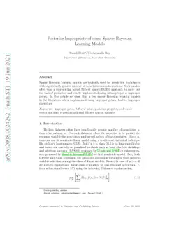 Posterior Impropriety of some Sparse Bayesian Learning Models