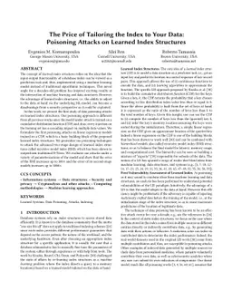 The Price of Tailoring the Index to Your Data: Poisoning Attacks on
  Learned Index Structures