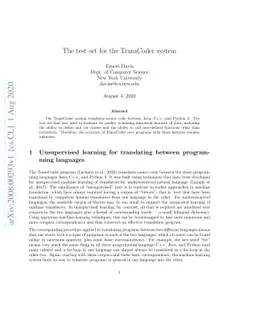 The test set for the TransCoder system