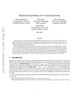 Relational Algorithms for k-means Clustering