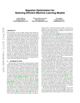 Bayesian Optimization for Selecting Efficient Machine Learning Models