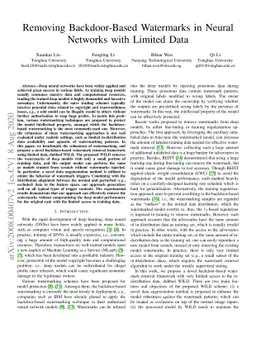 Removing Backdoor-Based Watermarks in Neural Networks with Limited Data
