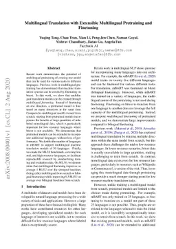 Multilingual Translation with Extensible Multilingual Pretraining and
  Finetuning