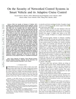 On the Security of Networked Control Systems in Smart Vehicle and its
  Adaptive Cruise Control
