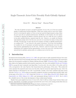 Single-Timescale Actor-Critic Provably Finds Globally Optimal Policy