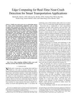 Edge Computing for Real-Time Near-Crash Detection for Smart
  Transportation Applications