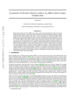 Learning to Purify Noisy Labels via Meta Soft Label Corrector