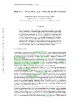 DeLighT: Deep and Light-weight Transformer