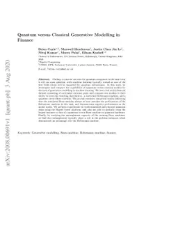 Quantum versus Classical Generative Modelling in Finance
