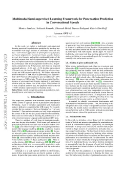 Multimodal Semi-supervised Learning Framework for Punctuation Prediction
  in Conversational Speech