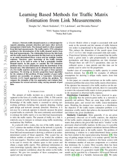 Learning Based Methods for Traffic Matrix Estimation from Link
  Measurements