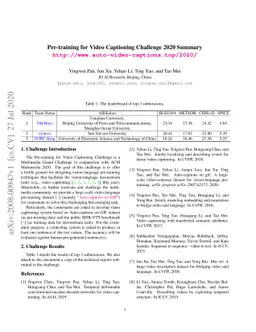 Pre-training for Video Captioning Challenge 2020 Summary