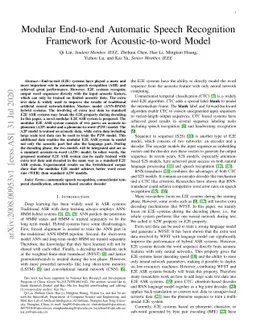 Modular End-to-end Automatic Speech Recognition Framework for
  Acoustic-to-word Model
